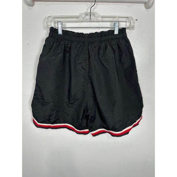 Vintage Nike Medium Basketball Shorts Gym Red Swoosh Black Logo Pull On Mens - Picture 11 of 11